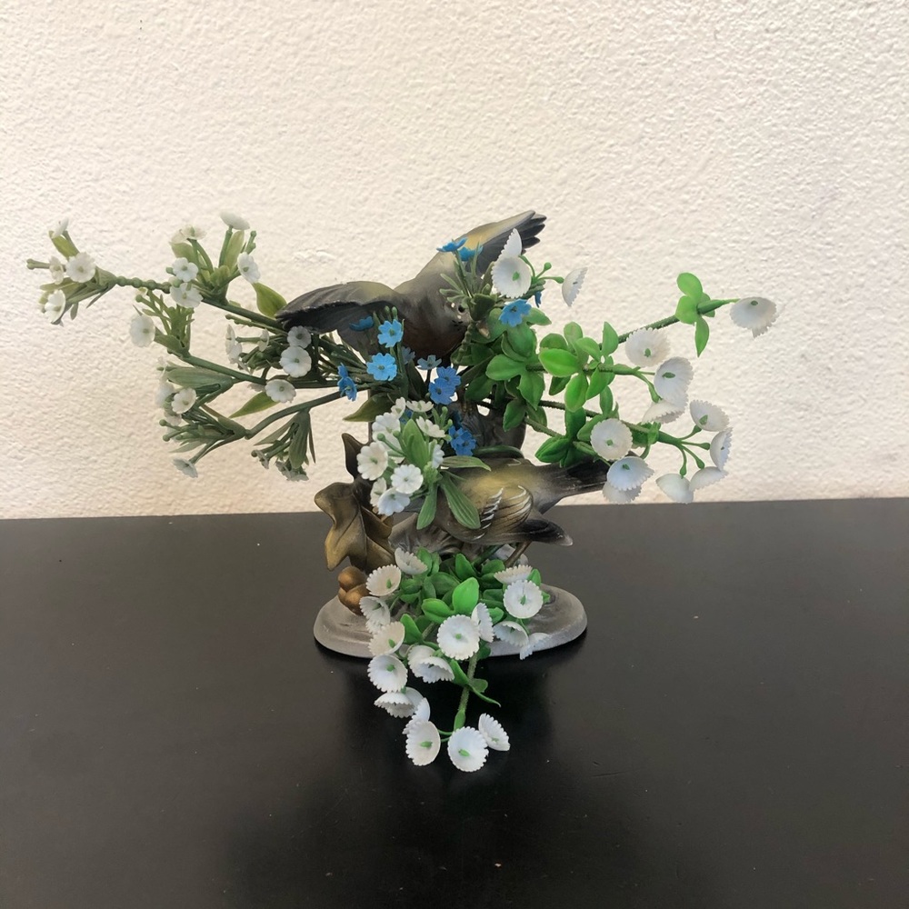 Bird Floral Statue Figurine Decor